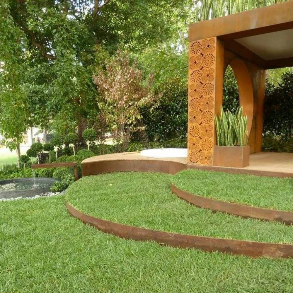 Rusty steel garden edging